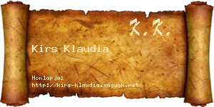Kirs Klaudia névjegykártya